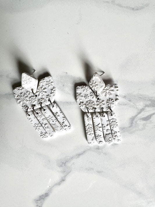 White Snowflake Texture Dangles