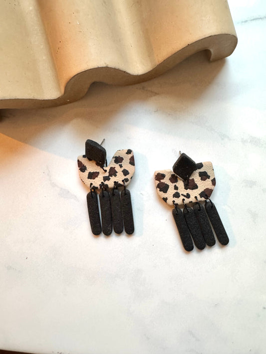 Leopard Print Diamond Dangles