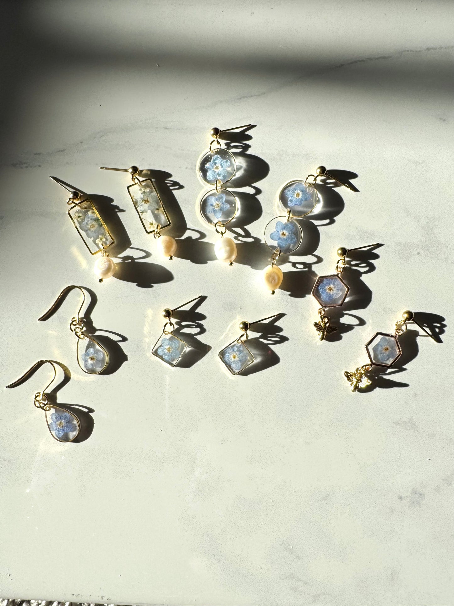 Forget Me Not Teardrop Gold Dangles