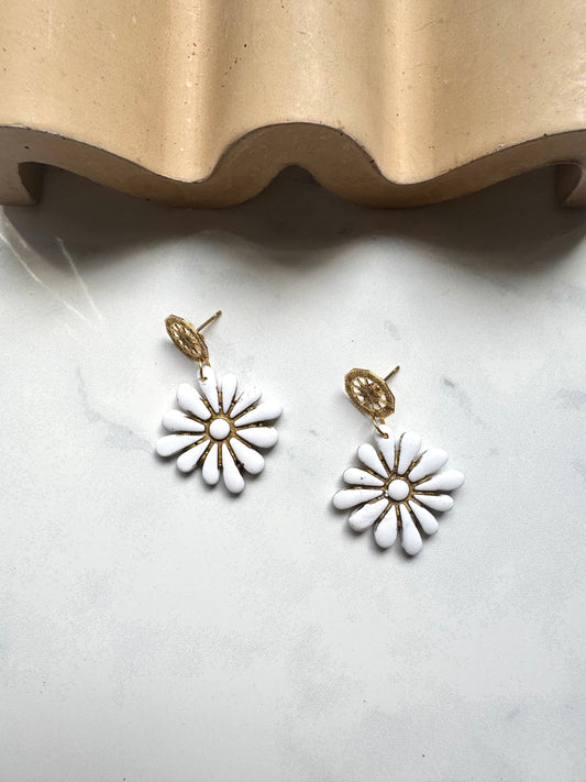 Boho Flower Dangles- Gold Stud
