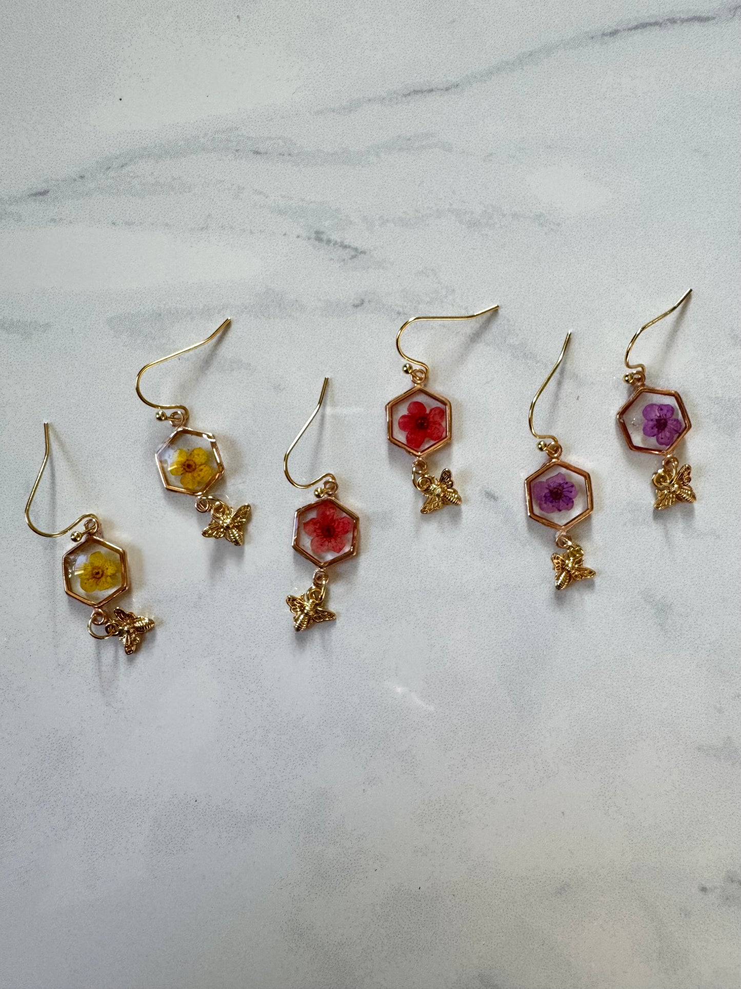 Flower Bee Charm Dangles