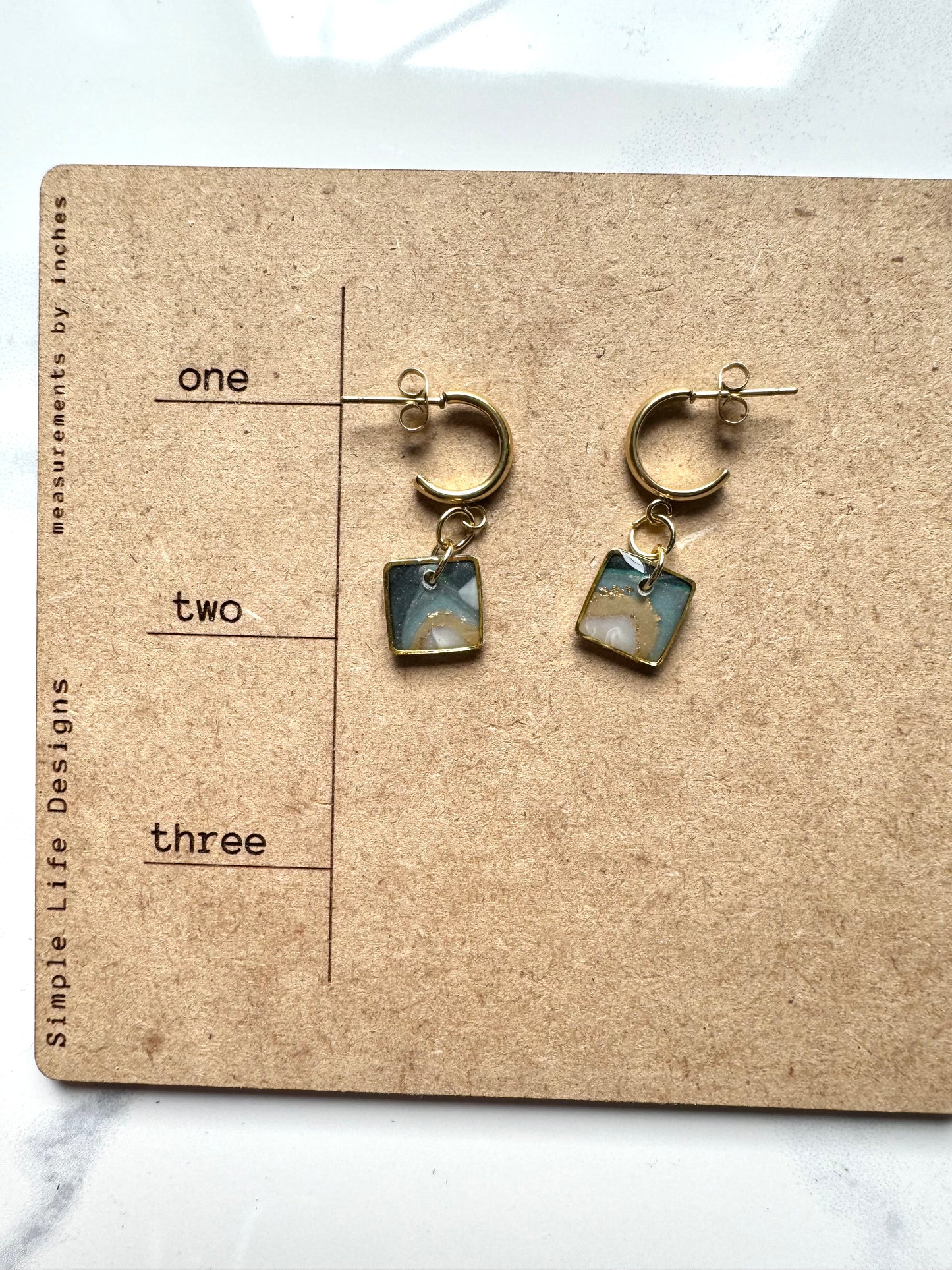 Faux Agate Square Dangles