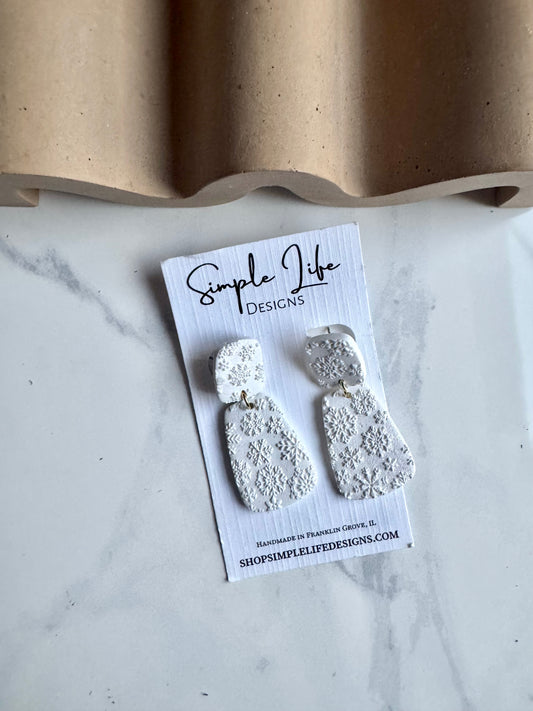 White Snowflake Texture Dangles
