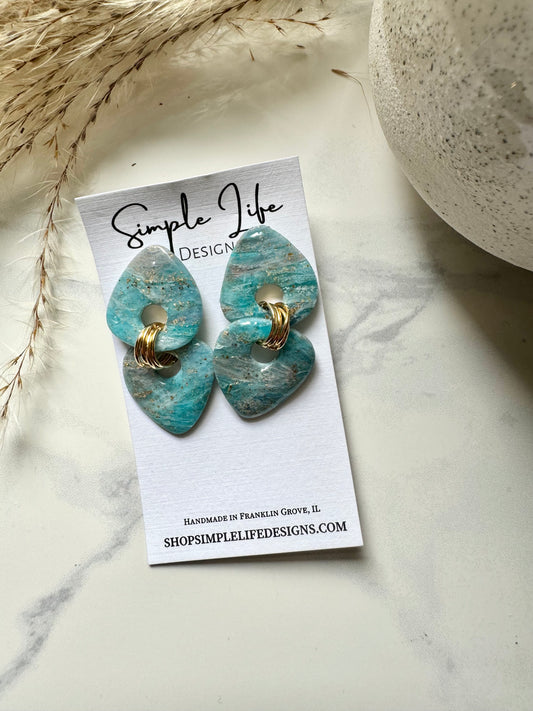 Ocean Colored Faux Stone Design Dangles