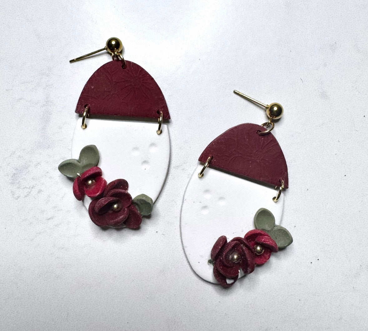 Handcrafted Floral Oval Earrings