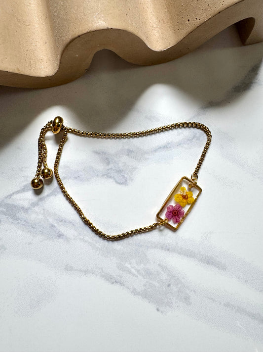 Pink and Yellow Flower Bracelet