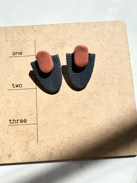 Navy and Rust Texture Studs