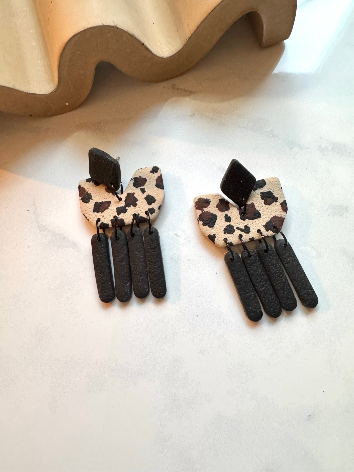 Leopard Print Diamond Dangles