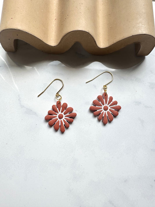 Boho Flower Dangles- Rust